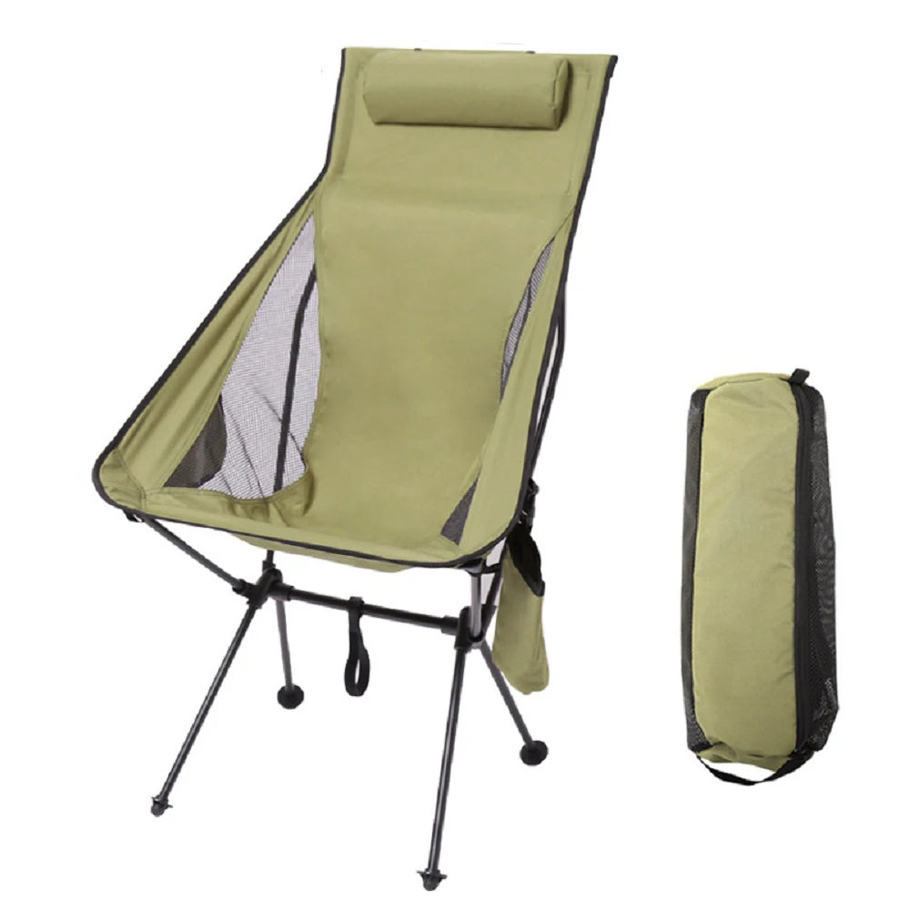 Portable Folding Camping Chair with Headrest Lightweight Tourist Chairs Aluminum Alloy Fishing Chair Outdoor Furniture