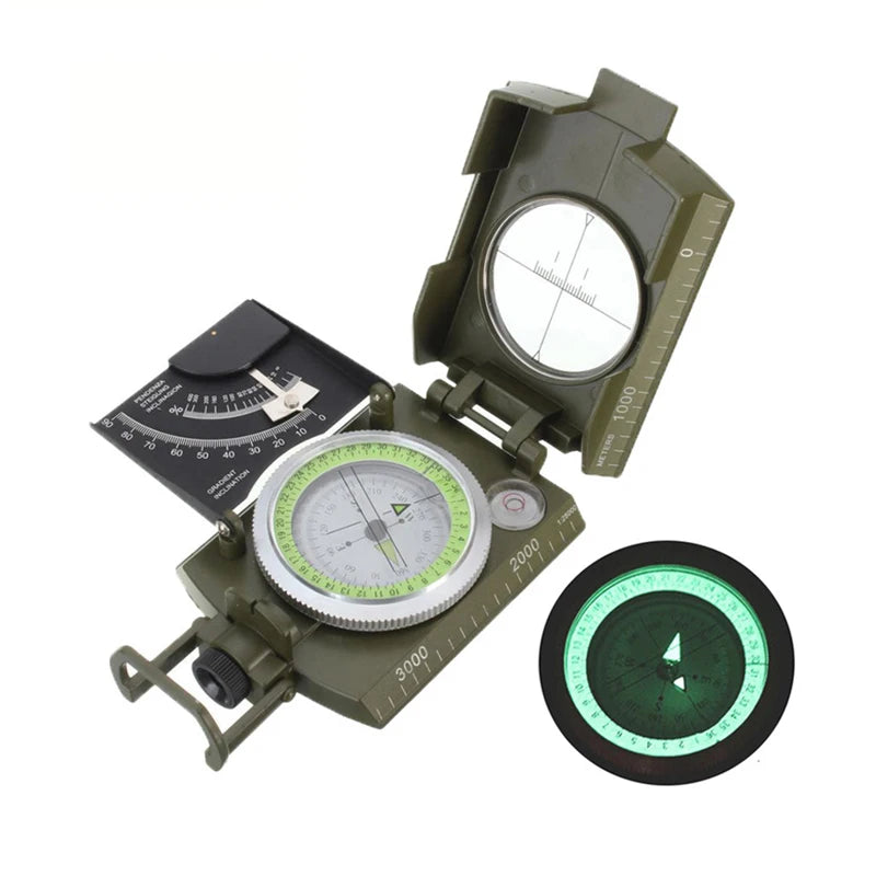 Outdoor Survival Gear Green Compass Camping Hiking Geological Compass Digital Compass Camping Navigation Equipment Gadgets