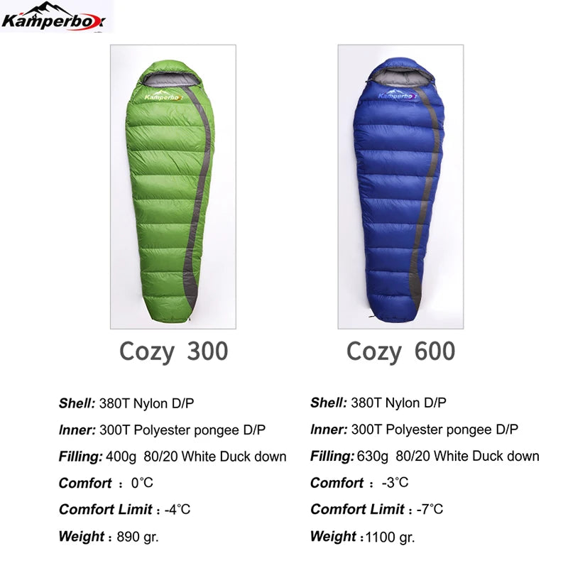 Kamperbox Sleeping Bag Winter Cold Down Sleeping Bag Camping Equipment Down Slippers Lightweight Sleeping Bag