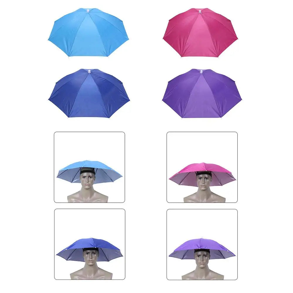 55/65cm Fishing Cap Outdoor Umbrella Hat Sun Shade Waterproof  Camping Hiking Fishing Festivals Parasol Foldable Brolly Cap
