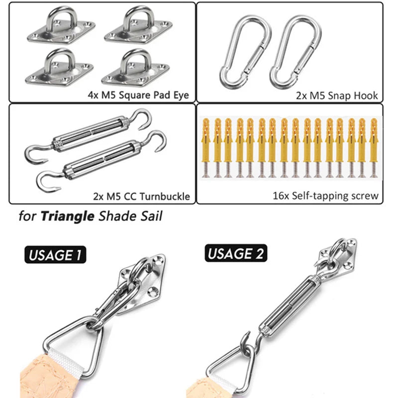 3x4x5M 5x5x7.1M Garden Sun Shade Sail Waterproof Anti-UV Triangle Shade Canvas Outdoor Camping Awning Courtyard Pool Shade