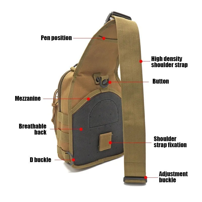Tactical Shoulder Backpack Rover EDC Outdoor CCW Sling Bag Waterproof Hiking Camping Pack Concealed Range Bag Hunting Daypack