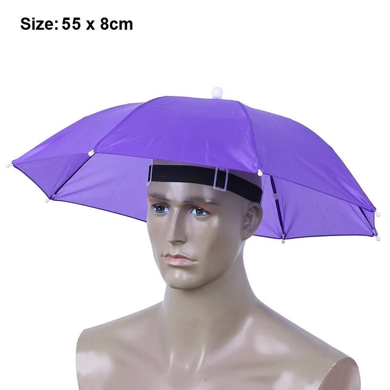 55/65cm Fishing Cap Outdoor Umbrella Hat Sun Shade Waterproof  Camping Hiking Fishing Festivals Parasol Foldable Brolly Cap