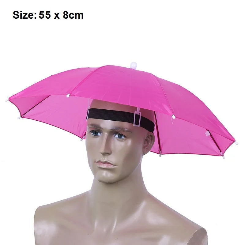55/65cm Fishing Cap Outdoor Umbrella Hat Sun Shade Waterproof  Camping Hiking Fishing Festivals Parasol Foldable Brolly Cap
