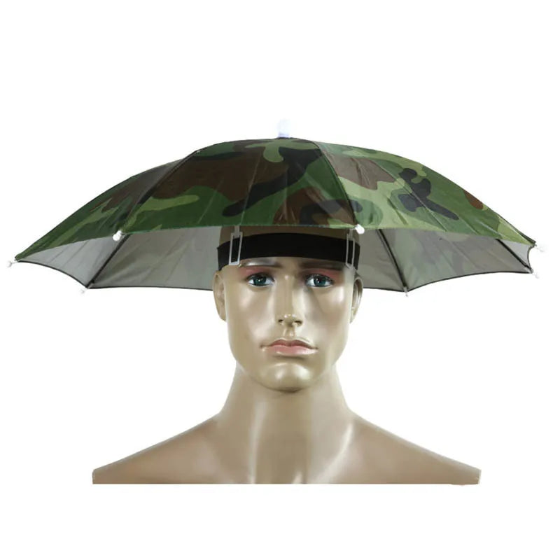 55/65cm Fishing Cap Outdoor Umbrella Hat Sun Shade Waterproof  Camping Hiking Fishing Festivals Parasol Foldable Brolly Cap