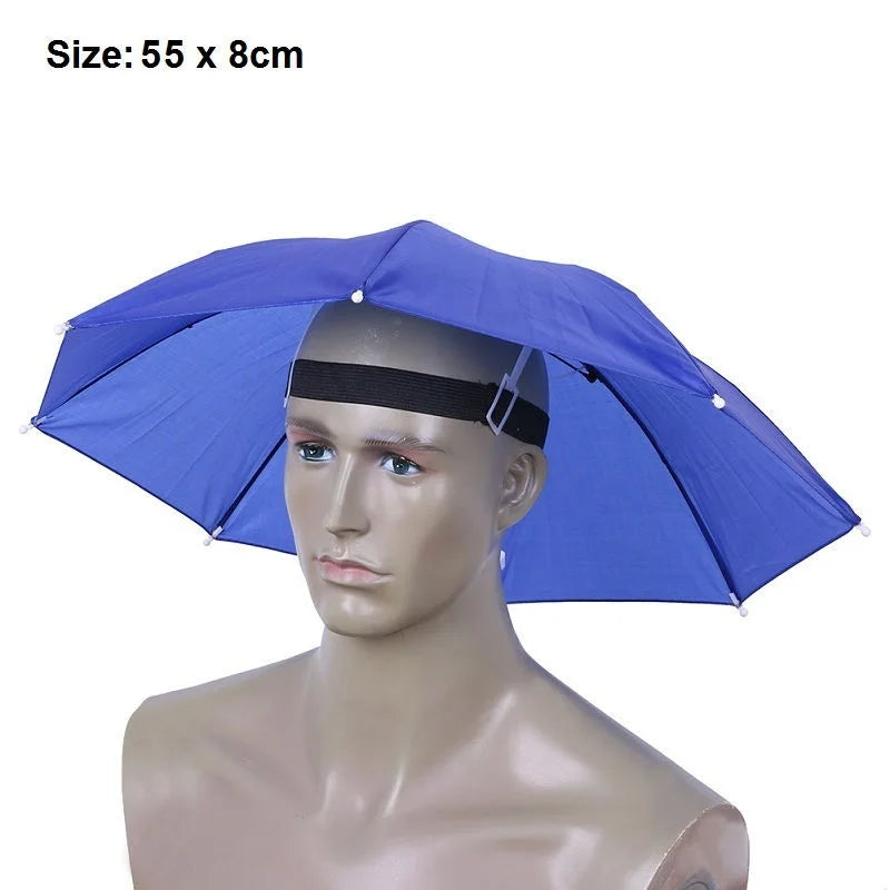55/65cm Fishing Cap Outdoor Umbrella Hat Sun Shade Waterproof  Camping Hiking Fishing Festivals Parasol Foldable Brolly Cap