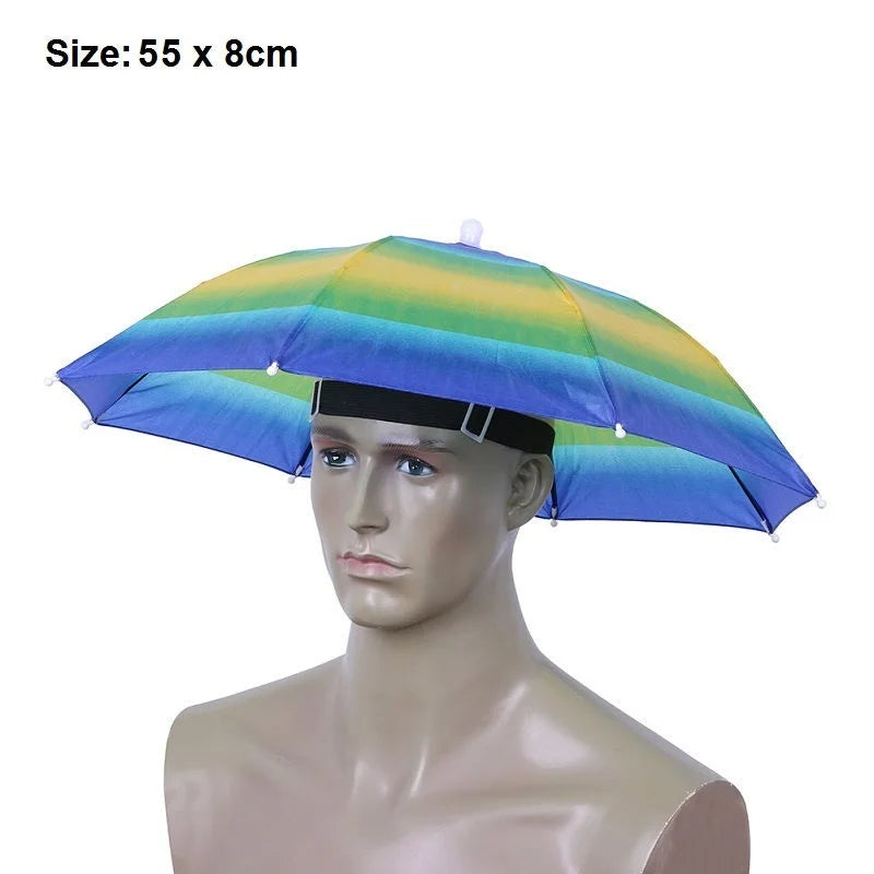 55/65cm Fishing Cap Outdoor Umbrella Hat Sun Shade Waterproof  Camping Hiking Fishing Festivals Parasol Foldable Brolly Cap