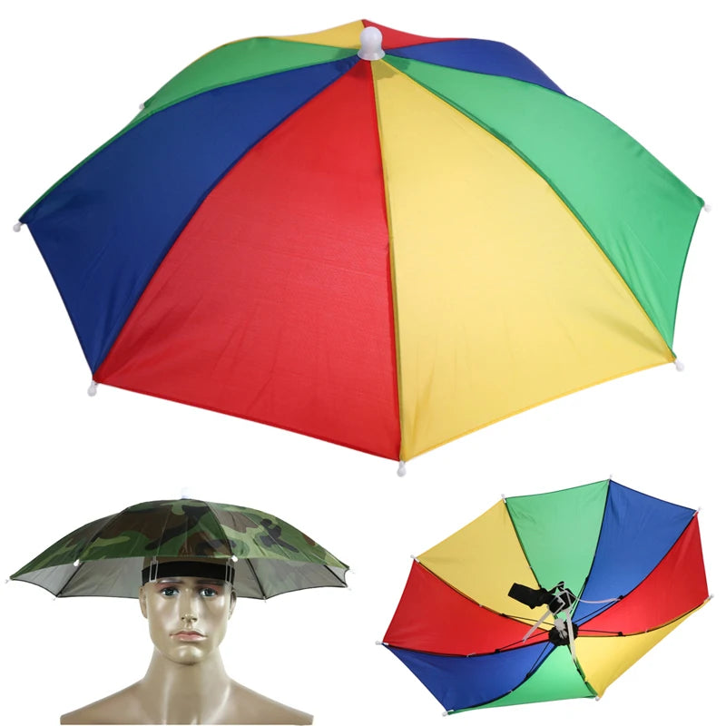 55/65cm Fishing Cap Outdoor Umbrella Hat Sun Shade Waterproof  Camping Hiking Fishing Festivals Parasol Foldable Brolly Cap