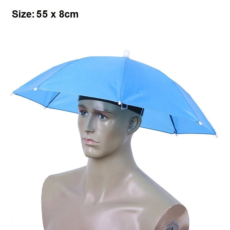 55/65cm Fishing Cap Outdoor Umbrella Hat Sun Shade Waterproof  Camping Hiking Fishing Festivals Parasol Foldable Brolly Cap