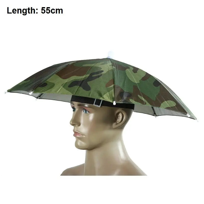 55/65cm Fishing Cap Outdoor Umbrella Hat Sun Shade Waterproof  Camping Hiking Fishing Festivals Parasol Foldable Brolly Cap
