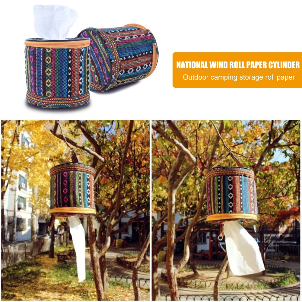 Camping Toilet Paper Holder Bag Camping Tent Folding Toilet Paper Hanging Holder Roll Case Storage Box Bag Outdoor Camping Tools