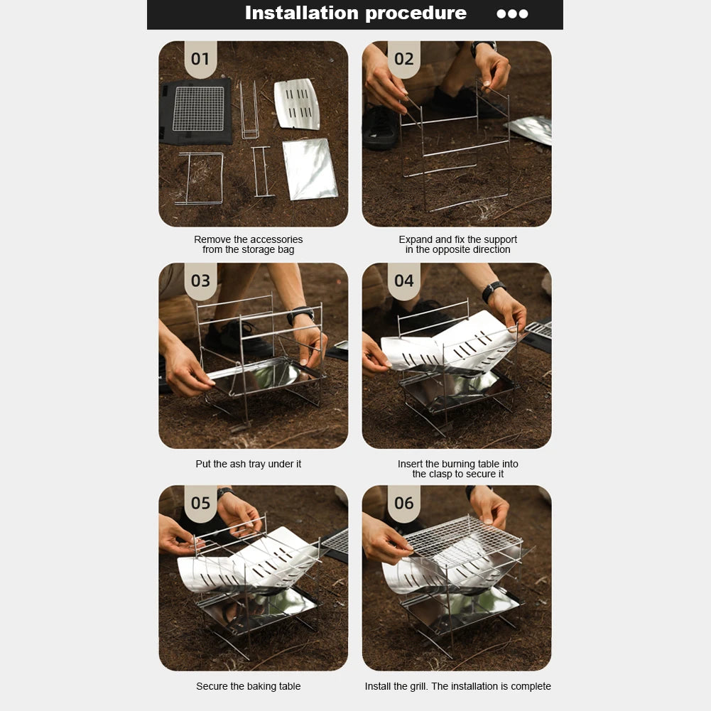 Bonfire Stand Portable Camping Fire Grill Folding Outdoor Wood Burner Stainless Steel Campfire Stove for Outdoor Backyards