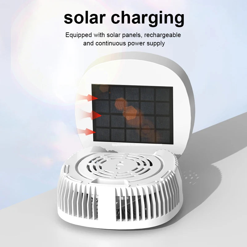Outdoor Camping Fan Solar Power 5 Speeds Wireless Table LED Light Low Noise USB Chargeable Power Bank Home Portable Electric Fan