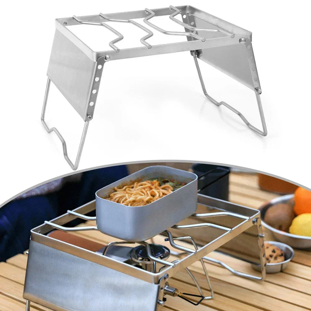 Multifunction Folding Campfire Grill Stand Tourism Portable Camping Grill Grate Outdoor Cookware Grill Windproof Firewood Stove