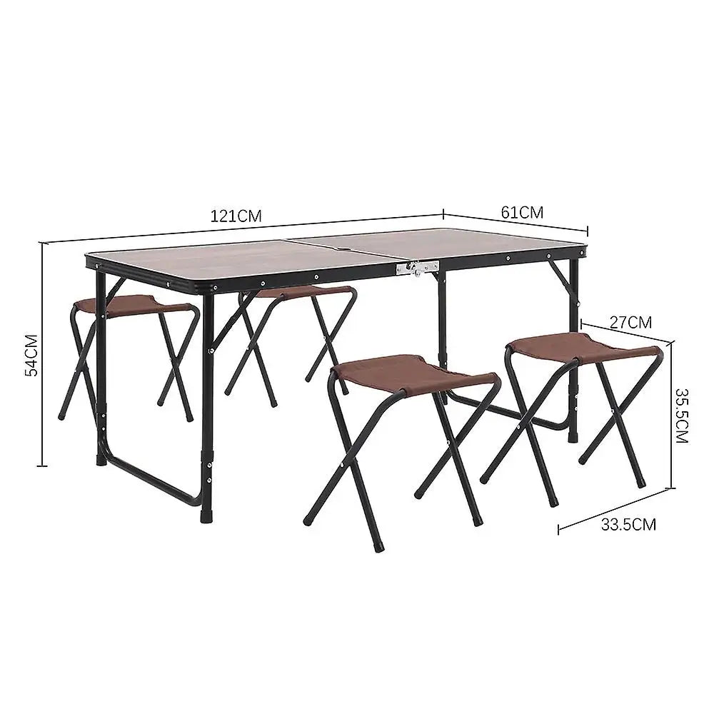Outdoor Foldable Picnic Table with Four Stools Desk Table Camping Table