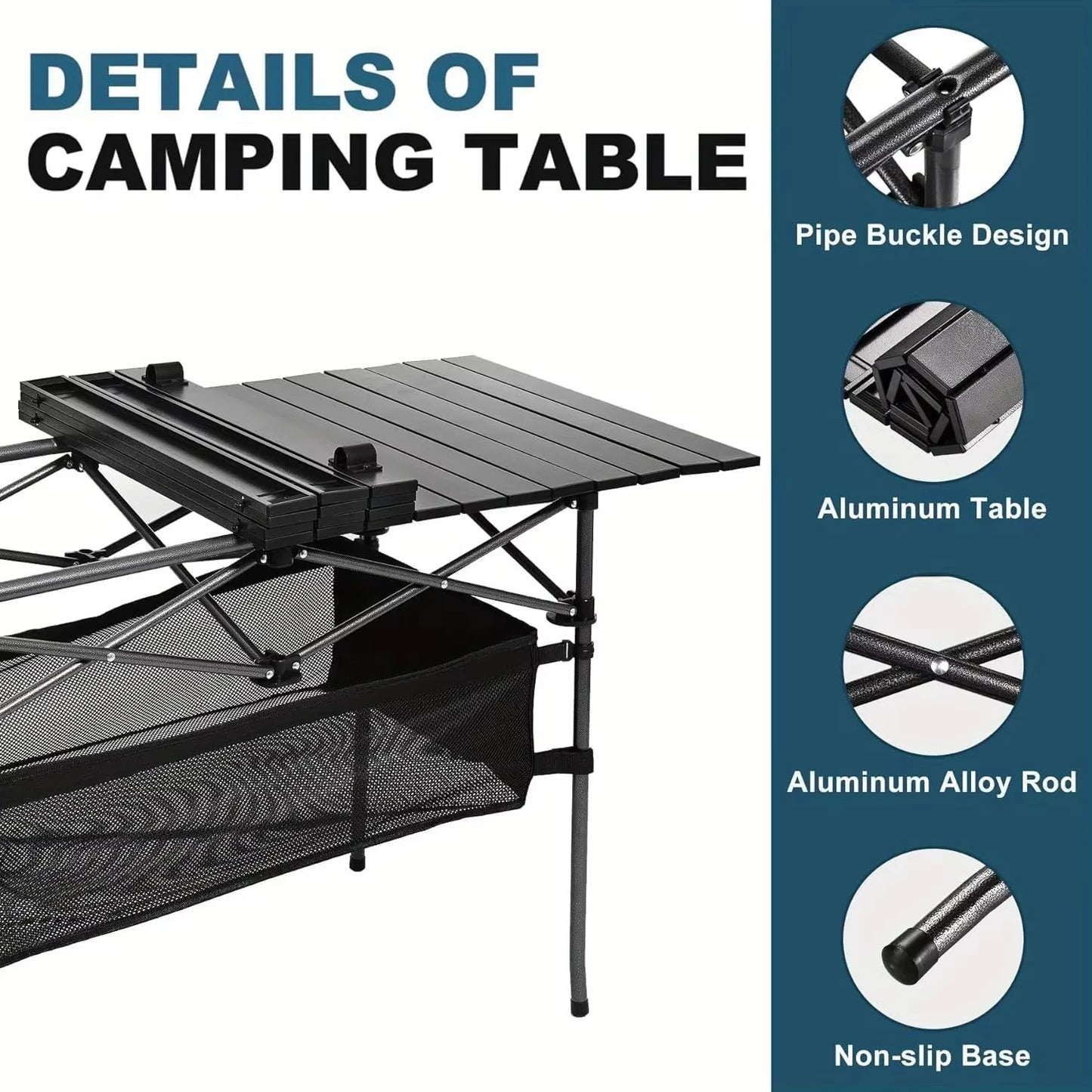 Outdoor Picnic Folding Desk Easy To Install Portable Camping Barbecue Table Sturdy Durable Egg Roll Tables Beach Leisure Desks