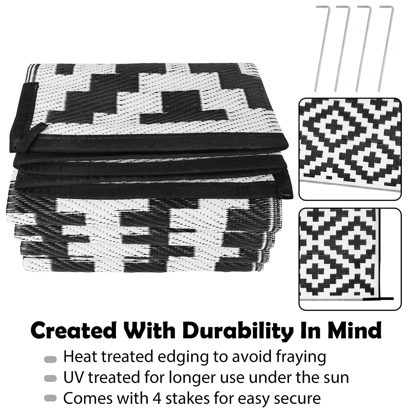 Large Camping Rug Picnic Waterproof Mat Foldable Reversible Mats Plastic Straw Rug for Patio Backyard Picnic Beach Floor Mat