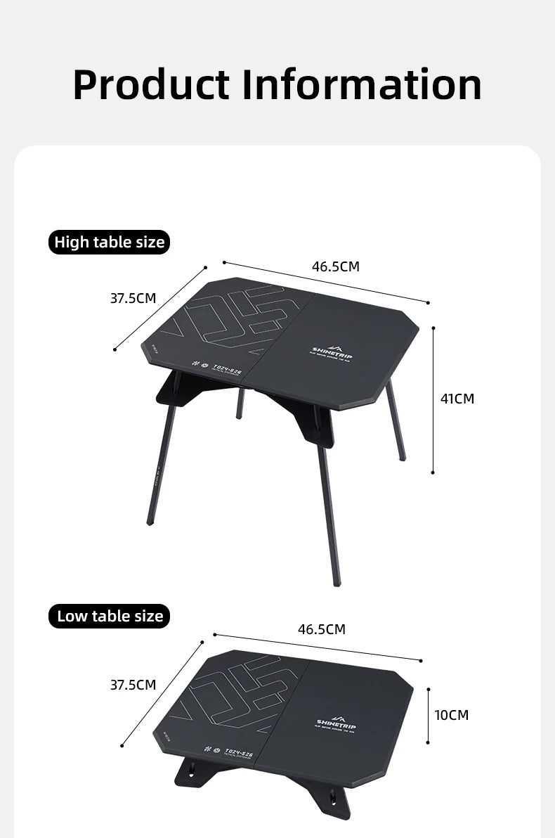 ShineTrip 05 Series Ultralight Dual Purpose Table Outdoor Camping Portable Table Folding Abs Desktop and Aluminum Stand