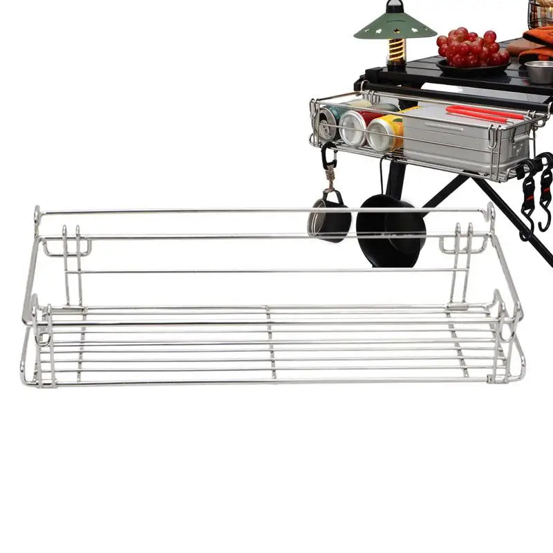 Camping Table Drain Basket Folding Tableside Hanger Storage Rack For IGT Table Desktop Side Expansion Rack