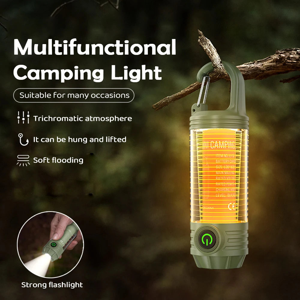 Outdoor Foldable Camping Lights Rechargeable Portable Flashlight  3 Modes LED Tent Lights Torch Emergency Hanging Lamp Hiking