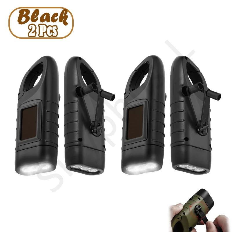 Solar Hand Crank Powered LED Flashlight Emergency Light Camping Tent Torch for Outdoor Hiking Survival Gear Portable