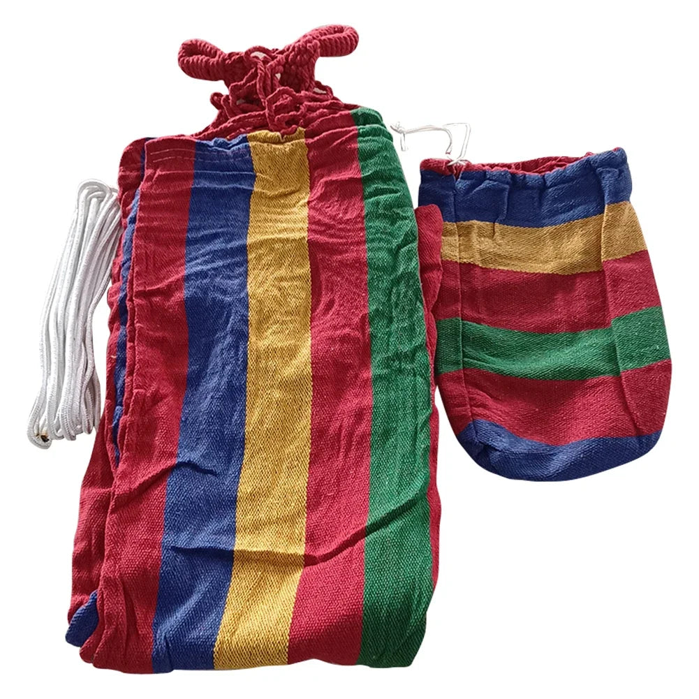 Single Wide Thick Canvas Hammock Outdoor Camping Backpackaging Leisure Swing Portable Hanging Bed Sleeping Swing Hammock
