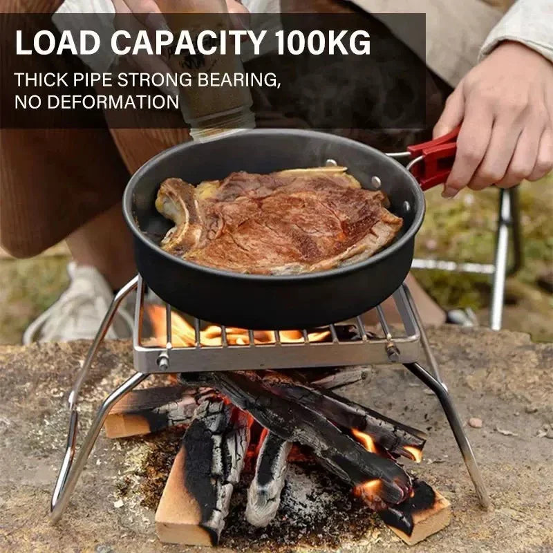 Camping Campfire Grill, Portable Folding Charcoal BBQ Grill, Heavy Duty Firepit Grill for Outdoor Cooking,Bonfire,Patio,Backyard