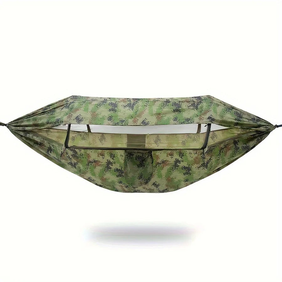 New Arrival Outdoor Double Hammock with Anti-flip Design, Automatic Speed Open Swing, Mosquito Net, Sunshade Canopy