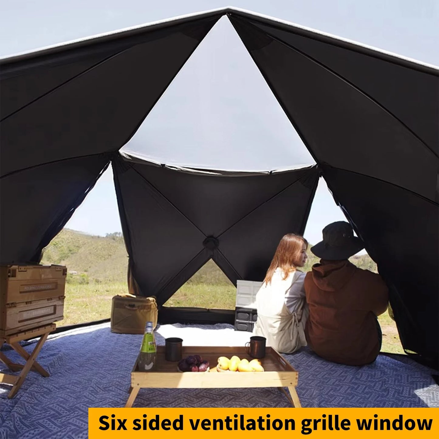 2024Seaside beach park quick-open tent outdoor portable folding camping tent equipped with full sunshade and rainproof