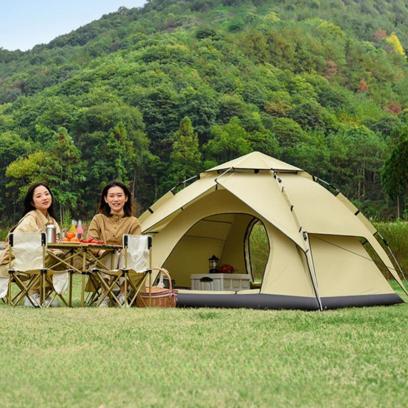 Automatic Pop Up Tent Double Waterproof Outdoor Camping Hiking Family Portable Quick Setup Lightweight Durable 3-4 Person Tent