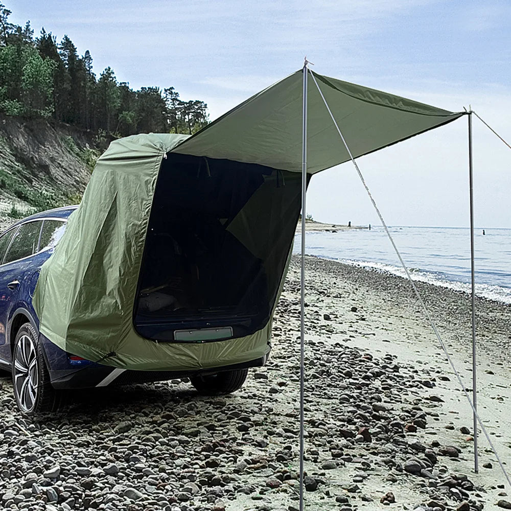 SUV Car Roof Tent, Waterproof Tailgate Awning for Camping, 3-4 Person Universal Sun Shelter with UV Protection