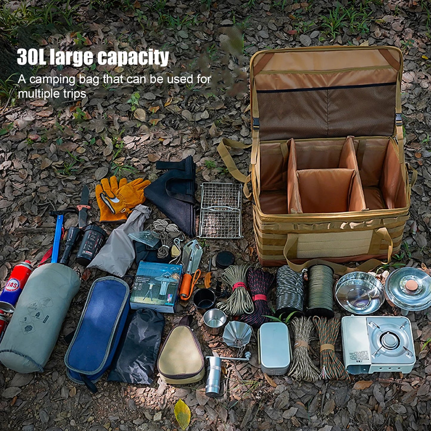 Camping Storage Bag Lightweight Foldable Camping Storage Bag  Thickened Bottom 30L Multipurpose for Outdoor for Picnic