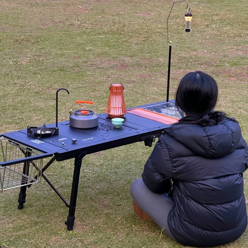 IGT Table igt 4 Unit Table Camping Folding Table Portable Lightweight  Aluminum Alloy  Desk BBQ Dinning Outdoor Camping Desk