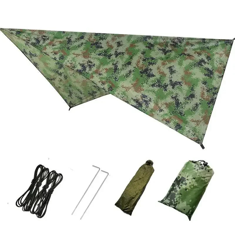 230×140cm Outdoor Waterproof Tarp Camouflage Outdoor Rain Canopy Portable Shade Uv Survival Mat for Picnic、BBQ、Camping、Outdoor