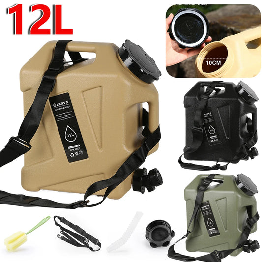 12L Water Bottle Camping Large Capacity Water Pouch With Faucet Food-Grade Car Water Tank Camping Bucket Emergency Water Tank