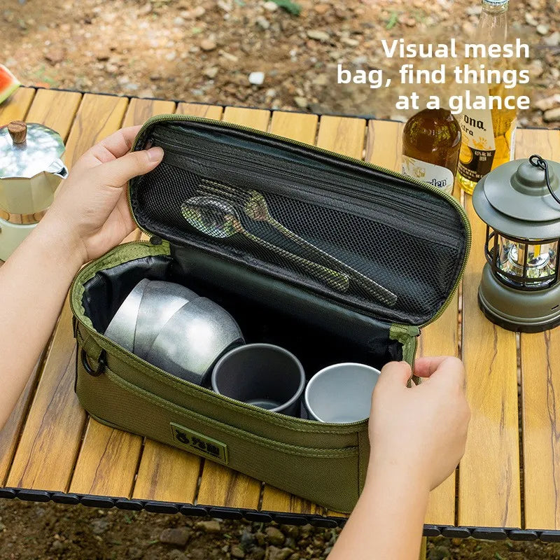 Outdoor Camping Tableware Storage Bag Multi-functional Camping Cookware Kitchen Utensils Bowl Chopsticks Storage Bag