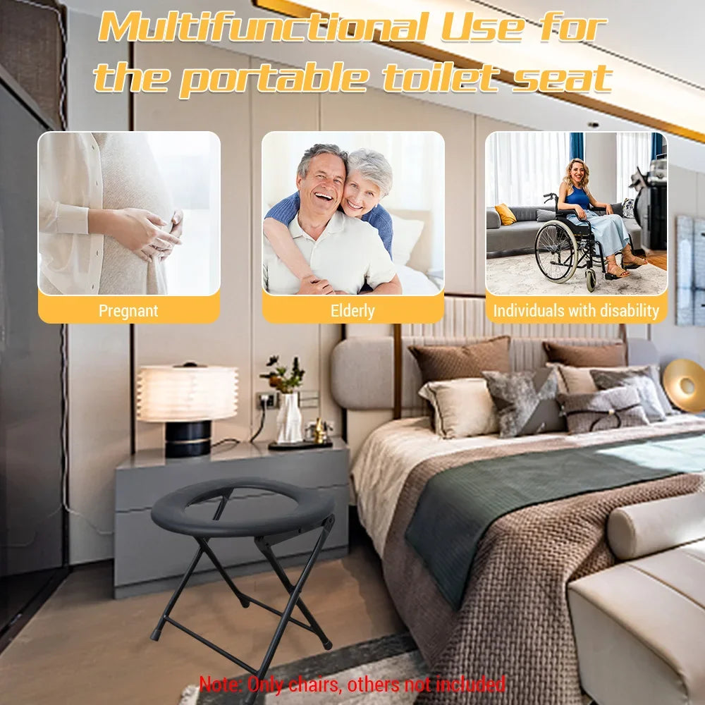 Folding Toilet Seat Portable Outdoor Toilet Suitable for Adults Anti-slip and Heavy-duty for Travel and Camping