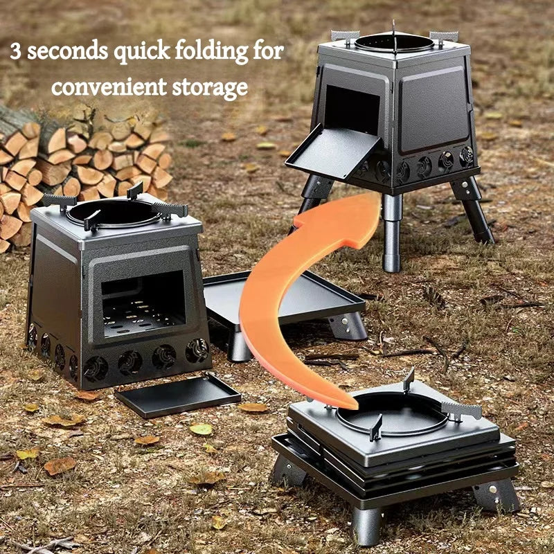 Portable Foldable Wood Burning Stove Outdoor Camping Stove Lightweight Bonfire Burner Heater Mini Fire Wood Stove Fire Pit
