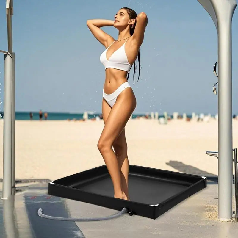 Foldable Shower Base Outdoor Tent RV Camping Awning Shower Tray Portable Shower Pan Foldable Shower Base For Camping Travel