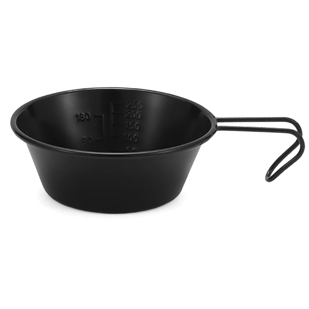 300ML Camping Bowl Stainless Steel Camping Sierra Cup with Folding Handle Ultralight Camping Tableware for Camping Backpacking