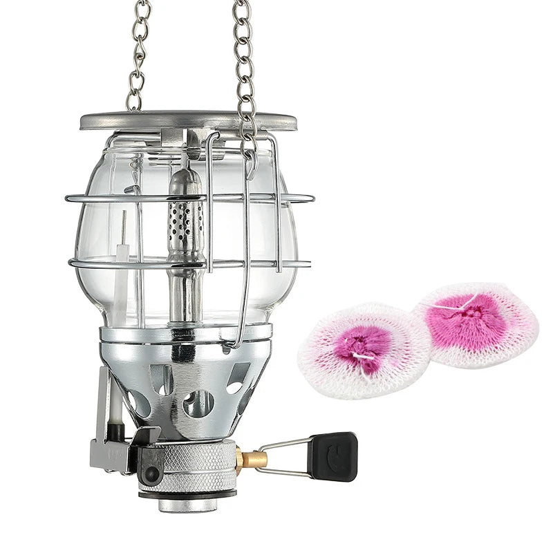 Medium Portable Glass Cover Outdoor Camping Lantern Tent Lamp Outdoor Light Gas Lamp