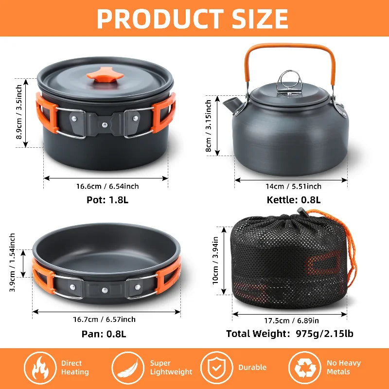 Camping Cooking Set Camping Cookware Set 16pcs Camping Pot Pan Set Nesting Camp Cook Set Backpacking Cookware Pans Set