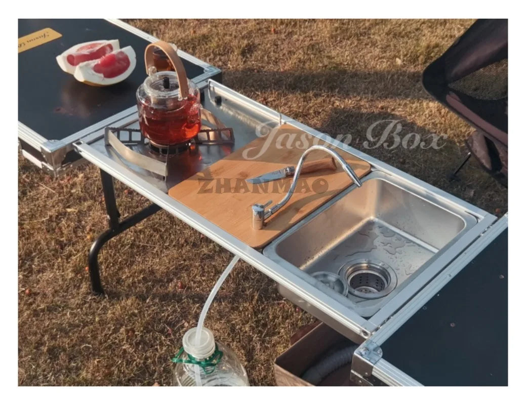 Outdoor IGT Camping Table, Kitchen, Zebra Unit, Sink Module Combination, Faucet, Vegetable Washbasin