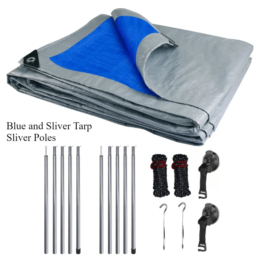 2/3/4/5M Car Side Awning with Pole Outdoor Camping Tent Tarp Waterproof Canopy Shade Sun Shelter