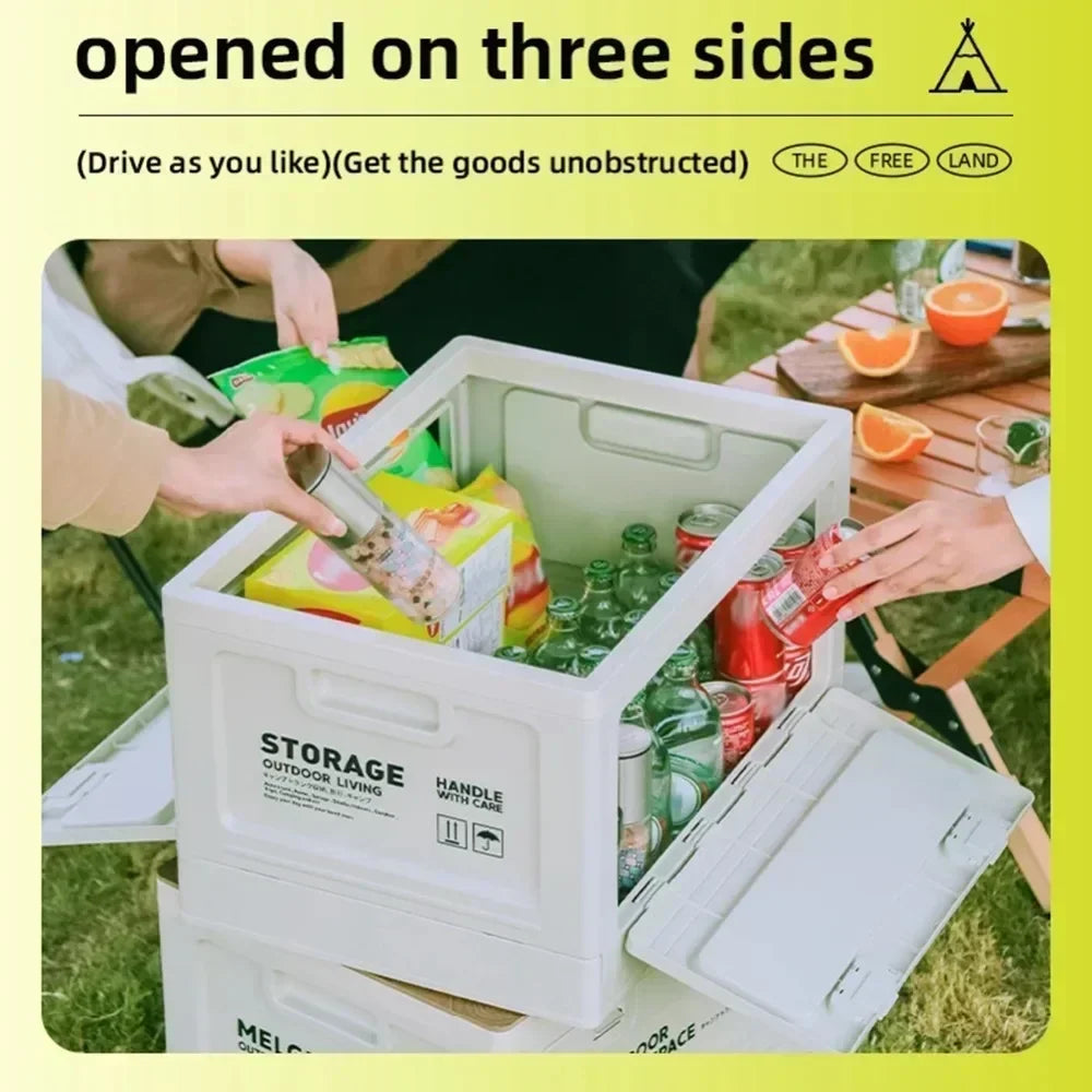 Camping Storage Box Foldable Sundry Organizer Box with Lid Car Trunk Organizers Table Dual-Purpose Outdoor Picnic Boxes