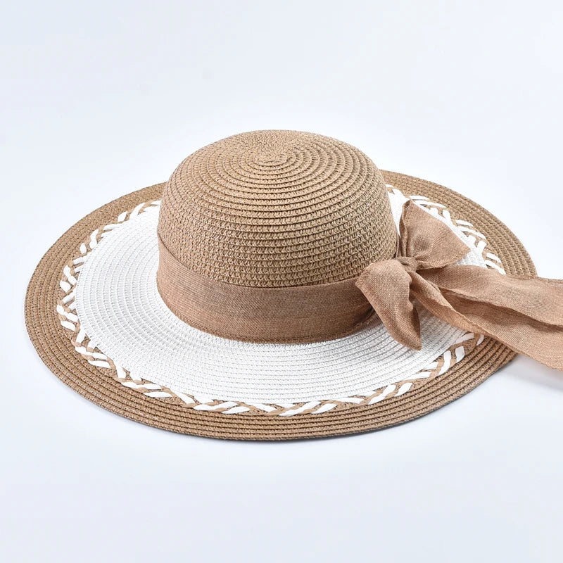 New Two-piece Set Summer Straw Hat with Shoulder Bag Outdoor Travel Beach UV Protection Hat