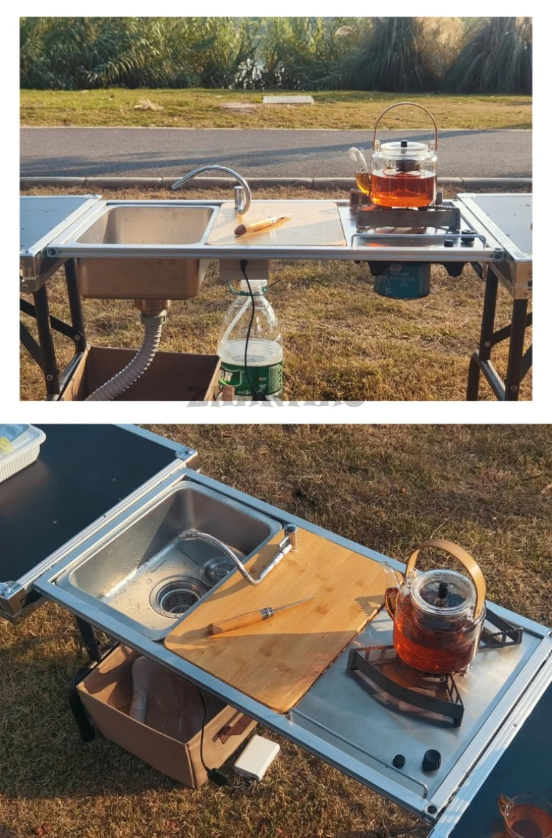 Outdoor IGT Camping Table, Kitchen, Zebra Unit, Sink Module Combination, Faucet, Vegetable Washbasin