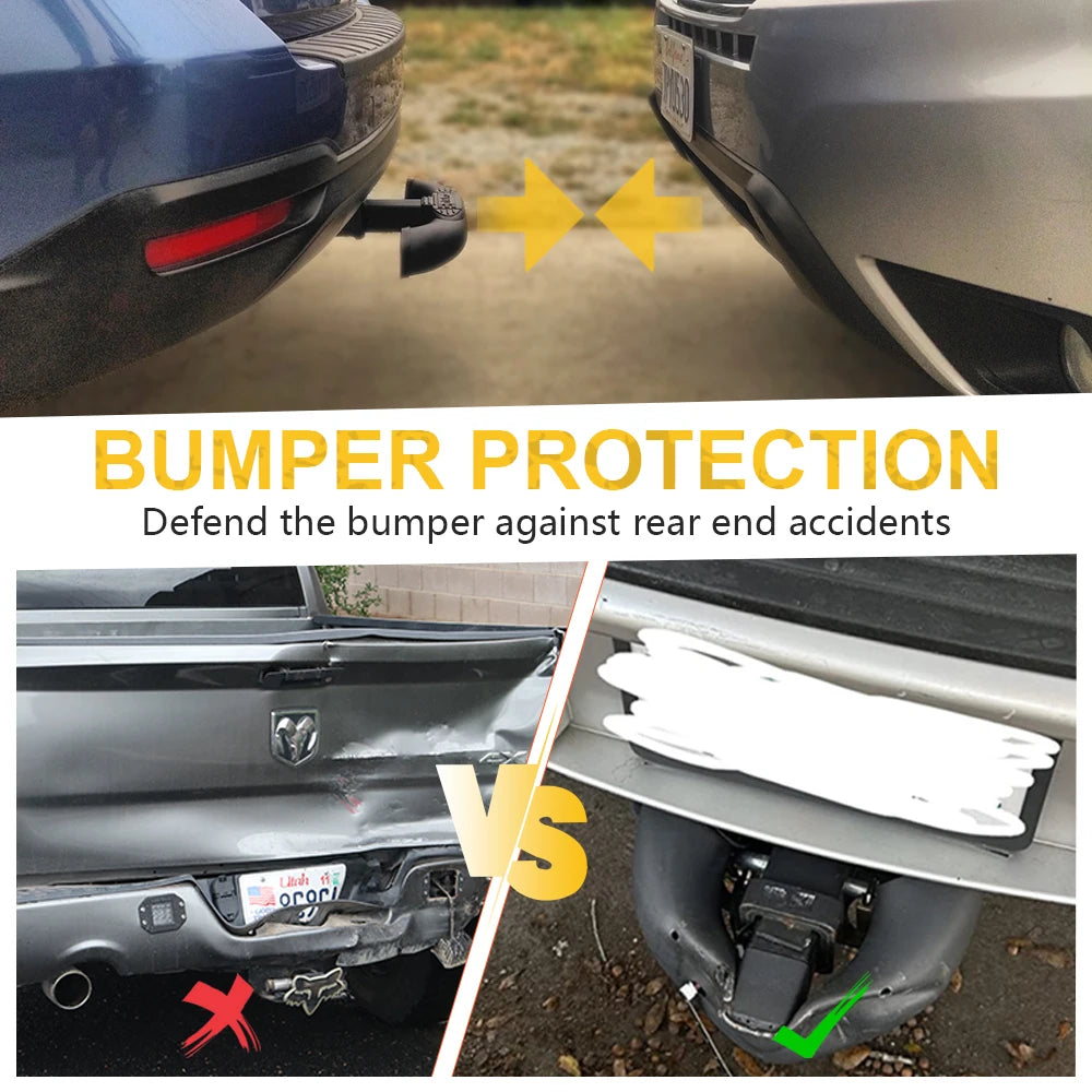 Towing Hitch Receiver 2 inch Hitches Step Auto Rear Bumper Guard Protector for Trucks Jeep Pickup SUV GMC Chevy Ford Dodge