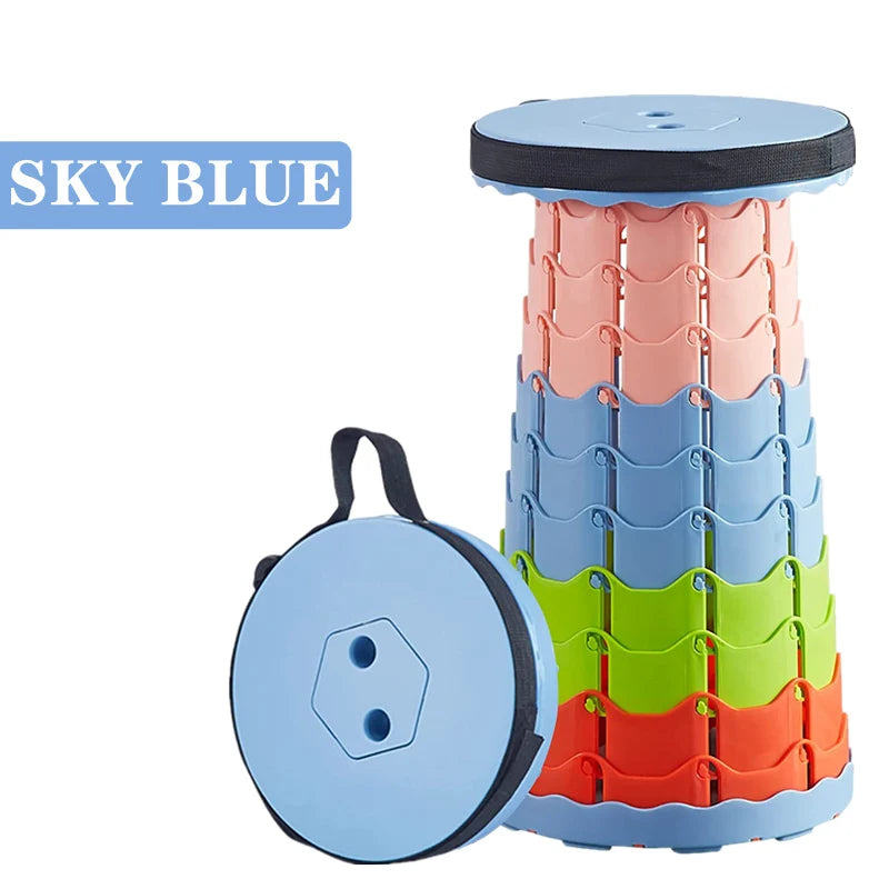 Telescopic Folding Camping Chair, Portable Foldable Camping Stool, Folding Beach Chair, Foldable Stool for Fishing Hiking Garden