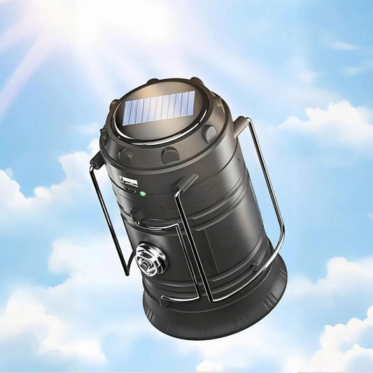 Solar Camping Lantern Collapsible LED Solar USB Rechargeable Lantern Flashlight Emergency Hanging Lights for Outdoor Camping
